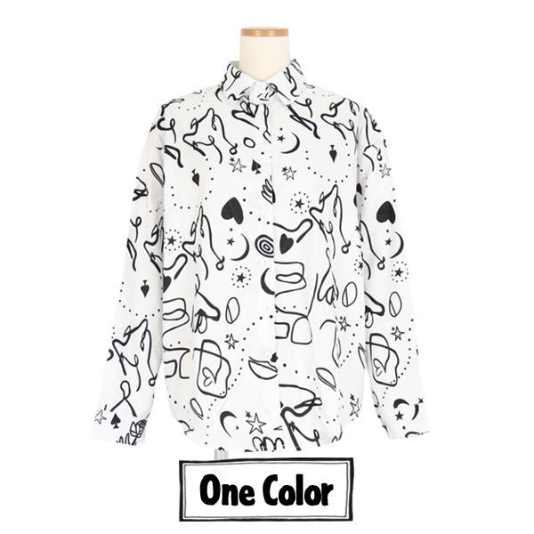 即納あり 柄シャツ グラフィカル イラスト モノトーン ビッグシルエット 長袖 トップス ダンス 衣装 韓国 ヒップホップ レディース 9da095 韓国系ダンスウェアdecorative 通販 Yahoo ショッピング