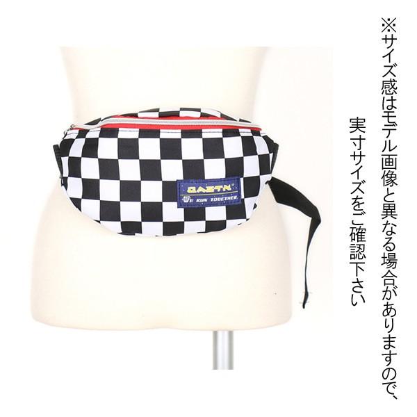 ウエストポーチ ブロックチェック柄 プリント モノトーン メンズ 
