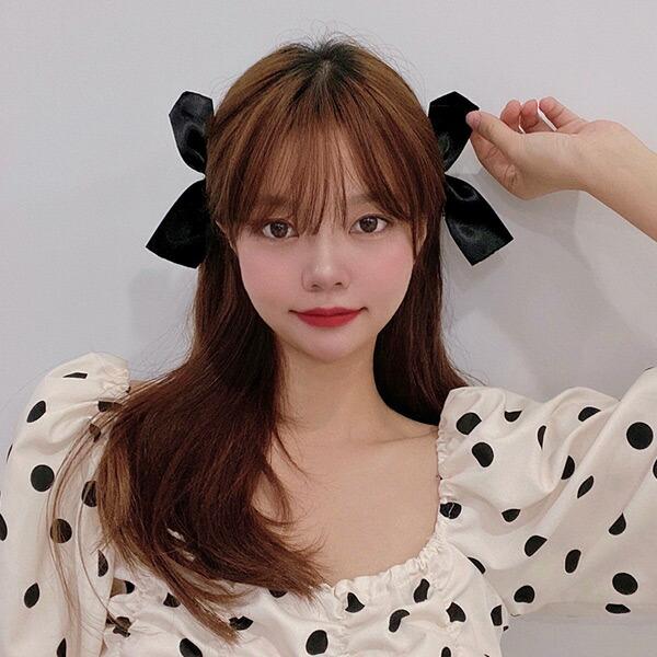 ブラックリボン ヘアクリップ 2個セット 韓国系 ファッション
