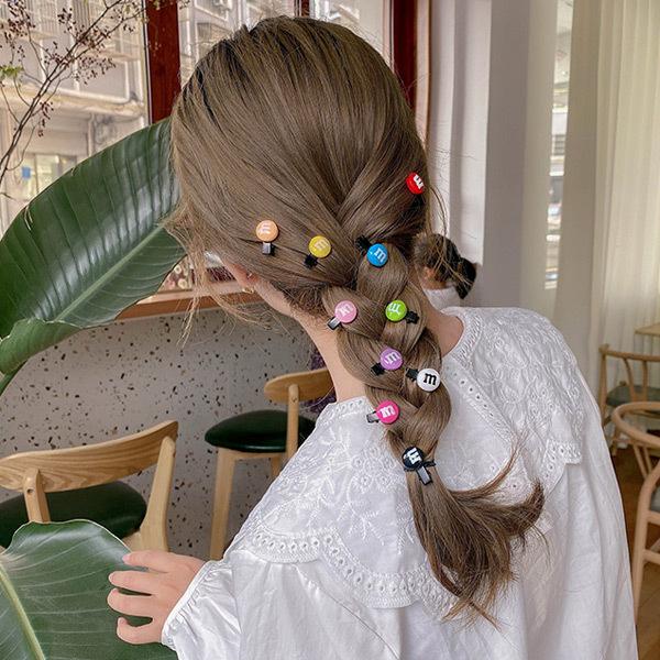 カラフルチョコモチーフ ミニヘアクリップ 10個セット 韓国系 