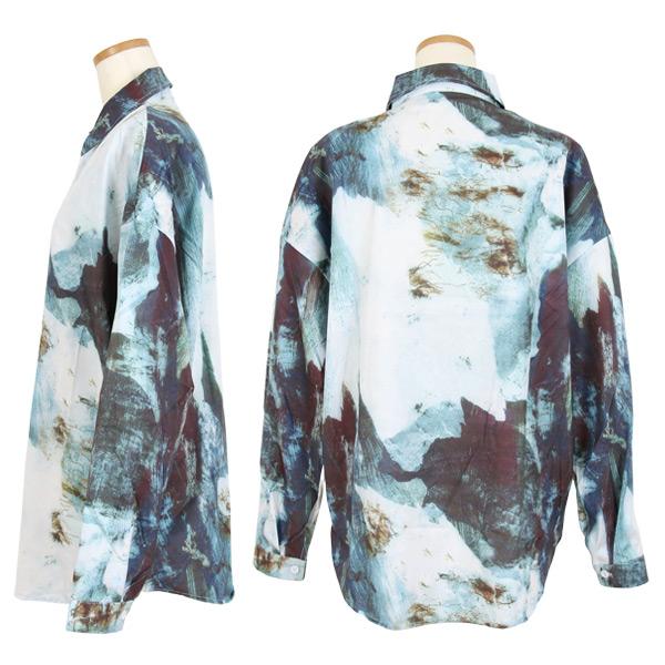 柄シャツ アート アースカラー 総柄 長袖 ビッグシルエット トップス ダンス 衣装 韓国 ヒップホップ レディース |  | 08