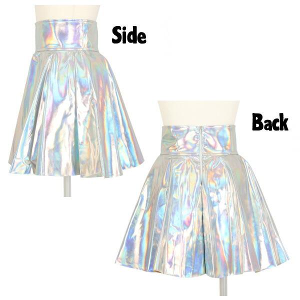 ミニスカート フレア ハイウエスト オーロラカラー キラキラ シルバー ダンス 衣装 韓国 ヒップホップ レディース |  | 10