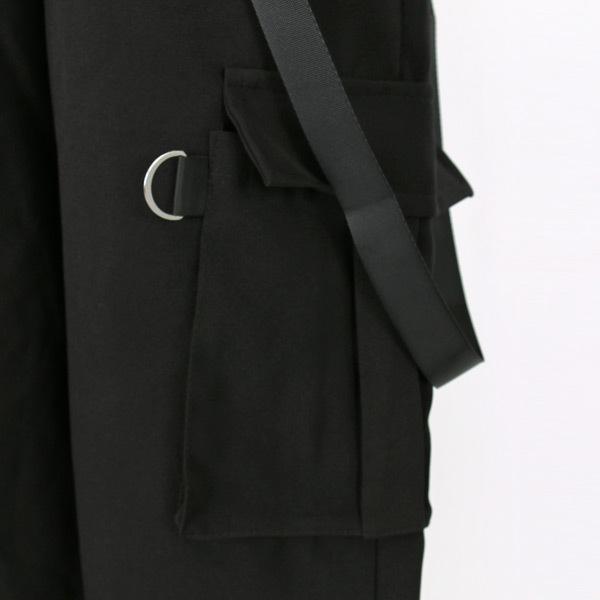 ワイドストレートパンツ サスペンダー付き ブラック 無地 ウエストゴム ダンス 衣装 韓国 ヒップホップ レディース |  | 06