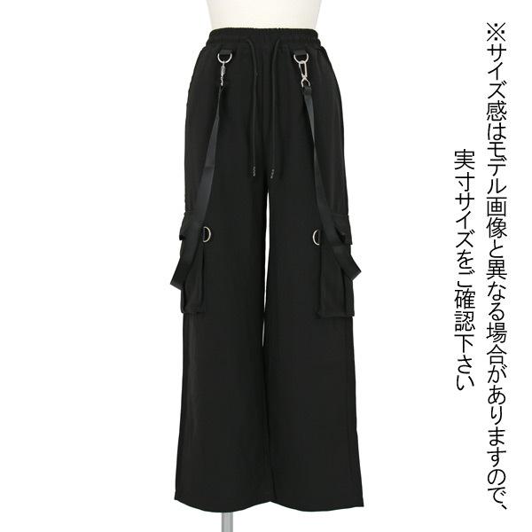 ワイドストレートパンツ サスペンダー付き ブラック 無地 ウエストゴム ダンス 衣装 韓国 ヒップホップ レディース |  | 07