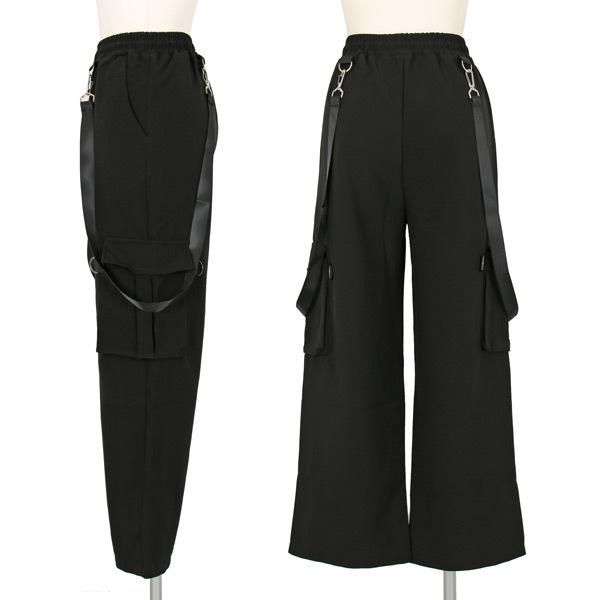 ワイドストレートパンツ サスペンダー付き ブラック 無地 ウエストゴム ダンス 衣装 韓国 ヒップホップ レディース |  | 08