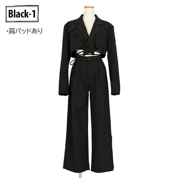 ショート丈ジャケット＆パンツ セットアップ 上下セット パンツスーツ