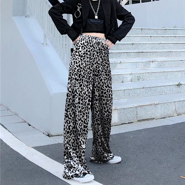 レオパード柄 ワイドパンツ ベロア素材 ウエストゴム ボトムス ダンス 衣装 韓国 ヒップホップ レディース |  | 03