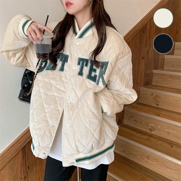 買い物 即納あり フロントロゴ スタジャン キルティング生地 ブルゾン ジャケット アウター ダンス 衣装 ヒップホップ コスチューム 韓国ファッション 大きいサイズ