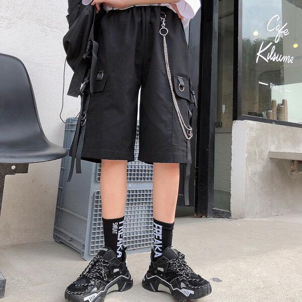 パンツ ウルトラワイド カーゴパンツ レディース スカート 韓国 人気 XL 黒