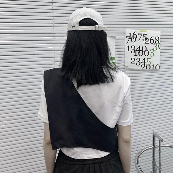 ワンショルダーベスト フラップポケット付き ブラック ダンス 衣装 ヒップホップ コスチューム 韓国ファッション 個性的 服 原宿系 |  | 07