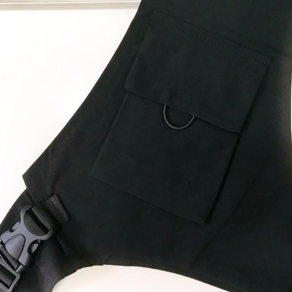 ワンショルダーベスト フラップポケット付き ブラック ダンス 衣装 ヒップホップ コスチューム 韓国ファッション 個性的 服 原宿系 |  | 08