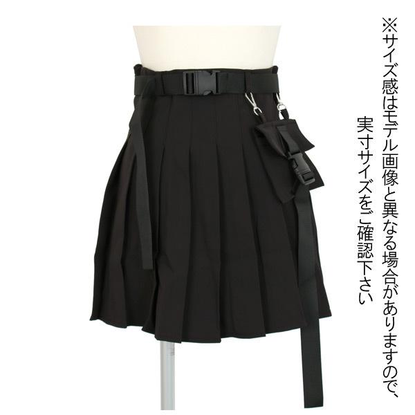 送料無料 ミニスカート プリーツスカート ベルト付き ポケット付属 黒