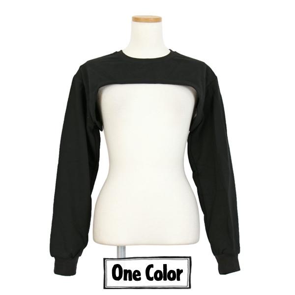 マイクロミニ丈 スウェット 長袖 トップス ブラック 無地 胸出し  