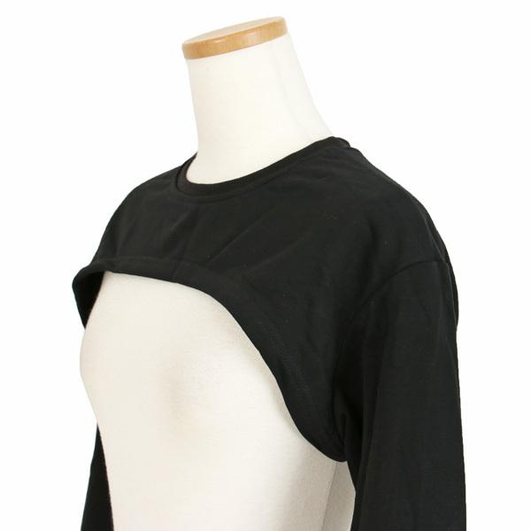 マイクロミニ丈 スウェット 長袖 トップス ブラック 無地 胸出し  