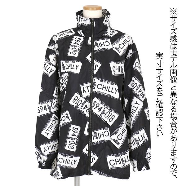 Black & White フルジップジャケット サイズ1 レディース 総柄 アウター ブルゾン 総柄プリント ウインドブレーカー ストリート ロゴ