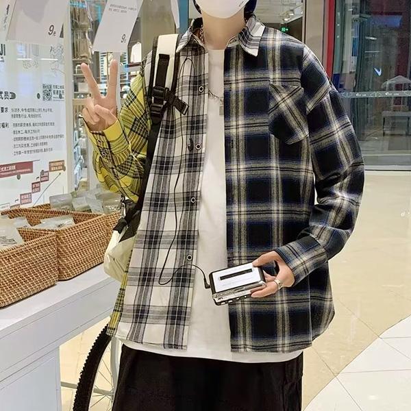 シャツ ブラウス チェック アシンメトリー トラッド コットン