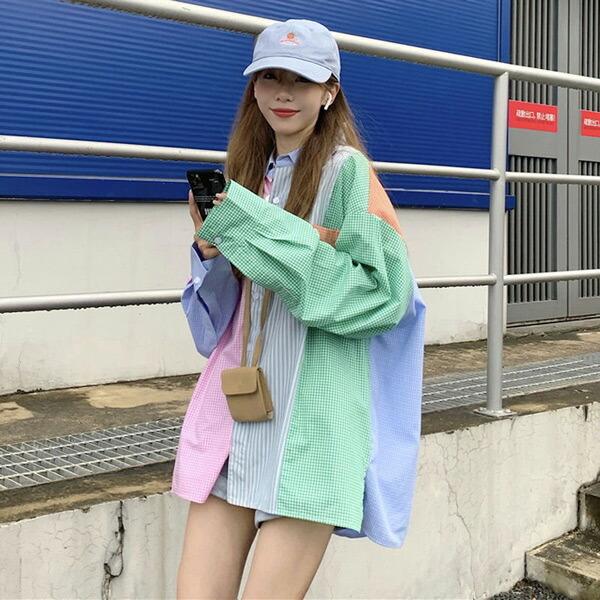 セール特別価格 即納あり 柄シャツ パッチワークシャツ 長袖 カラフル ビッグシルエット ダンス 衣装 ヒップホップ コスチューム 韓国ファッション 大きいサイズ 個性的 服 Acav Org Au