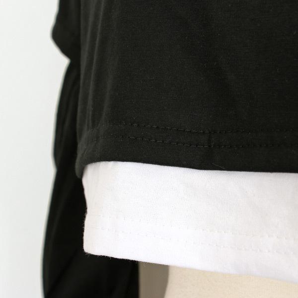 ロンT  ショート丈トップス  長袖 黒 重ね着風 トップス ダンス 衣装 ヒップホップ コスチューム 韓国ファッション 大きいサイズ 個性的 服 |  | 08