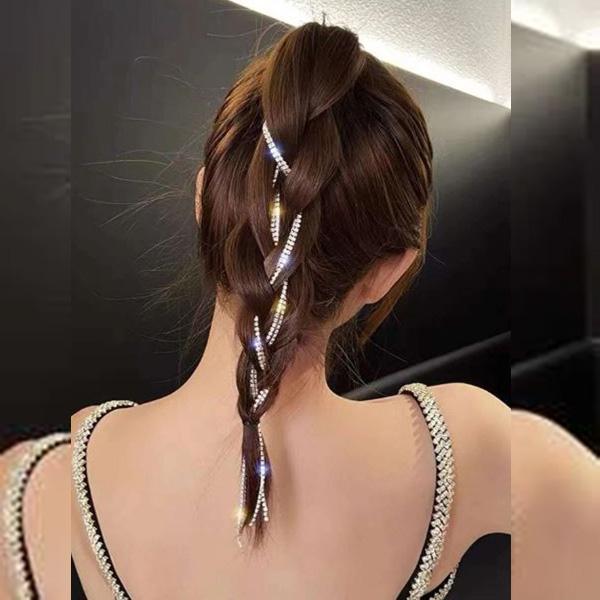 送料無料 2本セット ヘアクリップ ヘアロープ キラキラロープ ライン