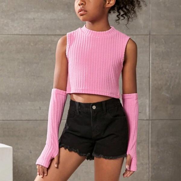 ダイヤ　アームウォーマー付ノースリーブニット アームウォーマーセット ノースリーブニットトップス[品番