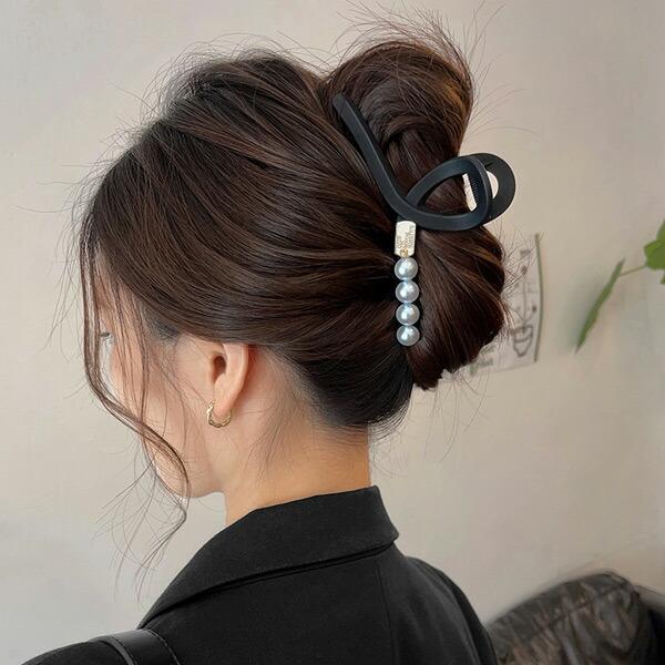 コンプレックスビズ プレイシェルパール バナナクリップ ブラック