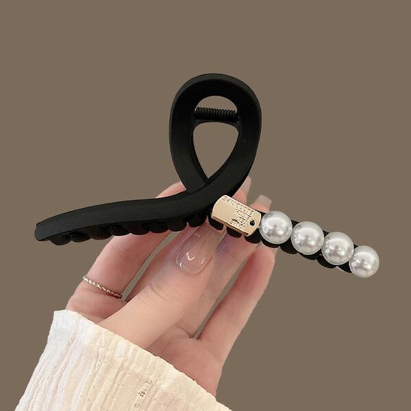 メール便送料無料 バンスクリップ パール マットブラック 黒 ヘア