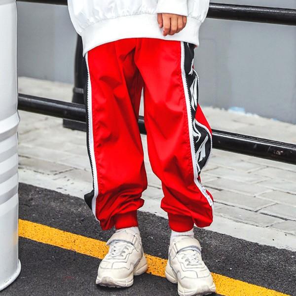 パンツのみ サイドライン プリント ズボン ウエストゴム ダンス 衣装 ヒップホップ キッズ ジャージ 男の子 女の子 ジュニア 男女兼用 | 