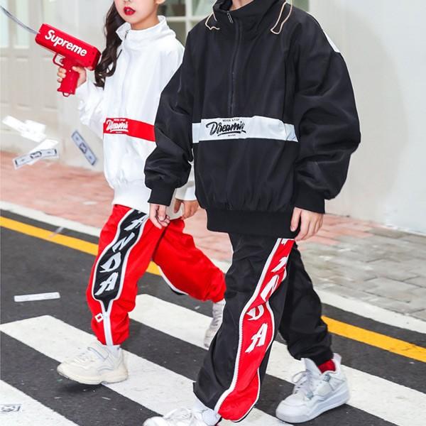 パンツのみ サイドライン プリント ズボン ウエストゴム ダンス 衣装 ヒップホップ キッズ ジャージ 男の子 女の子 ジュニア 男女兼用 |  | 02