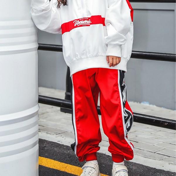 パンツのみ サイドライン プリント ズボン ウエストゴム ダンス 衣装 ヒップホップ キッズ ジャージ 男の子 女の子 ジュニア 男女兼用 |  | 04