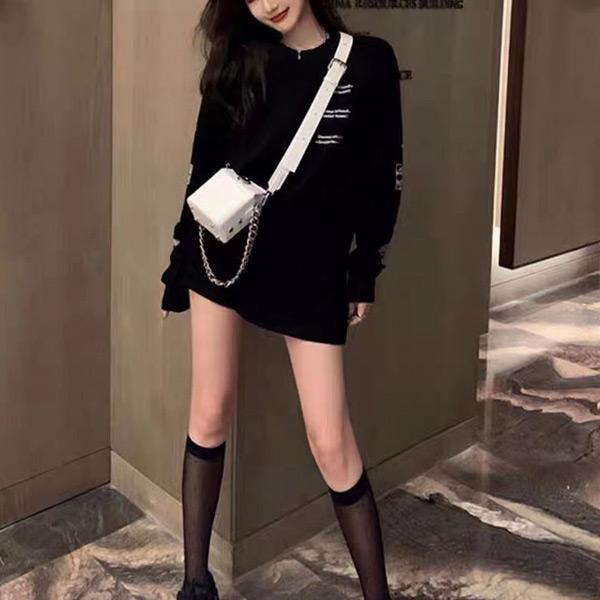 ロンT ロゴプリント 袖プリント スリーブロゴ ビッグシルエット 黒 ロンティー 長袖 Tシャツ ダンス 衣装 ヒップホップ 大きいサイズ トップス |  | 04