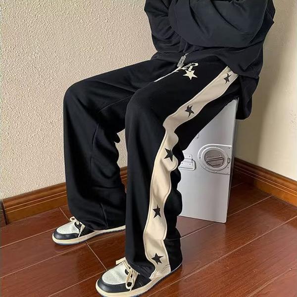 スウェットパンツ スター サイドライン 星 ロゴ 黒 ブラック ジャージ