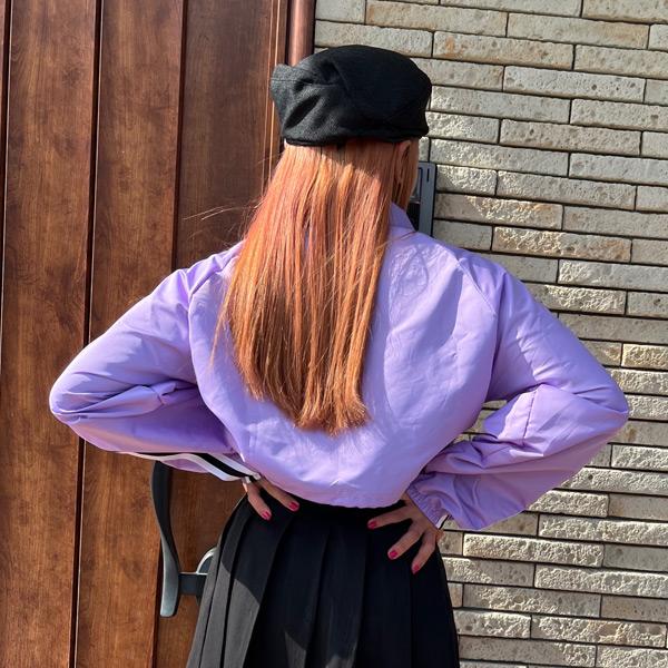 アウター ブルゾン ライン パープル ストリート ショート丈 長袖 