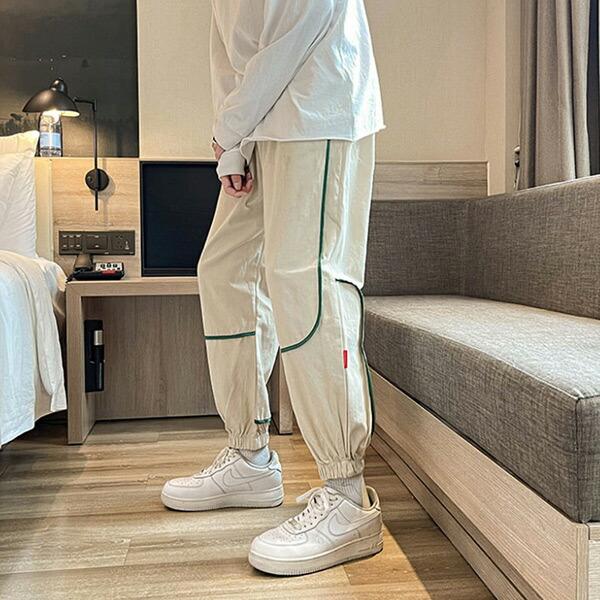 ジョガーパンツ 配色 パイピングライン サークルロゴ ベージュ ブラック ドロスト パンツ ダンス 衣装 ヒップホップ コスチューム 韓国ファッション |  | 04