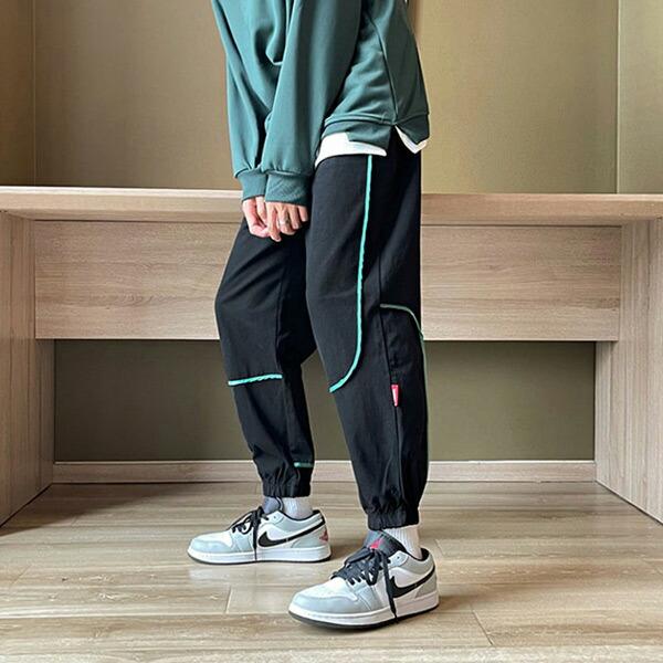 ジョガーパンツ 配色 パイピングライン サークルロゴ ベージュ ブラック ドロスト パンツ ダンス 衣装 ヒップホップ コスチューム 韓国ファッション |  | 05
