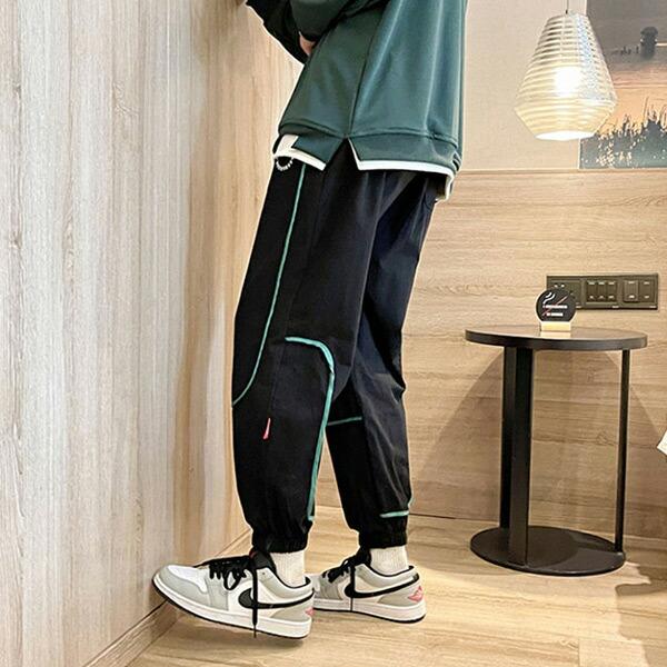 ジョガーパンツ 配色 パイピングライン サークルロゴ ベージュ ブラック ドロスト パンツ ダンス 衣装 ヒップホップ コスチューム 韓国ファッション |  | 06