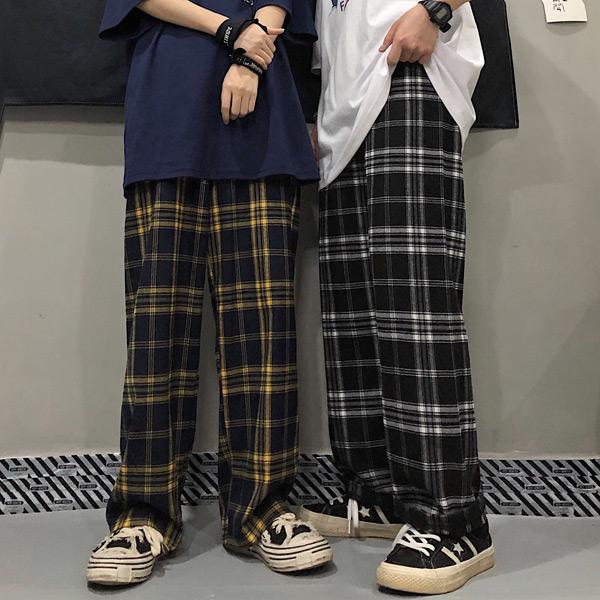 マルジェラ　チェック柄 ゴムウエスト パンツ38サイズ チェック柄 ワイドパンツ ハイウエスト ウエストゴム 柄パンツ ダンス