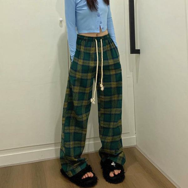 ERL チェック柄 ワイドパンツ ドローストリング付き 即日発送 SHEIN チェック柄 ドローストリング ワイドレッグパンツ - メルカリ グランドカバー・下草