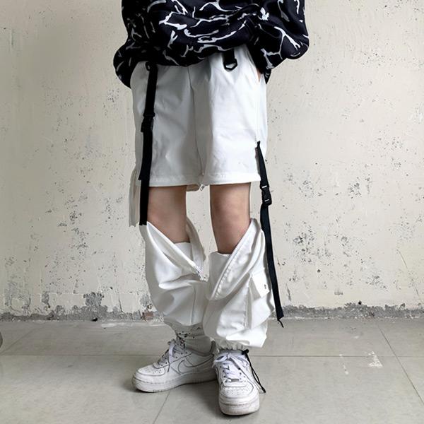カーゴパンツ ワイドパンツ バックルベルトストラップ 2WAY ジッパー 裾ドロスト ダンス 衣装 ヒップホップ 韓国ファッション 個性的 パンツ |  | 04