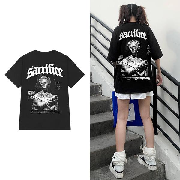 MEDUZA Tシャツ ブラック バックプリント Lサイズ Tシャツ 女神像 バックプリント ビッグシルエットT 半袖T ロゴ