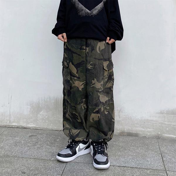 カーゴパンツ カモフラージュ柄 ワイドパンツ 迷彩柄 柄パンツ ダンス