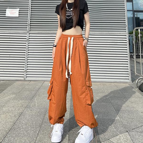 カーゴパンツ ワイドパンツ ドロストパンツ カラーパンツ 軽量 ダンス