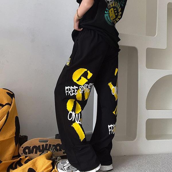 ワイドパンツ ジャージパンツ ロゴプリント バックプリント ビッグロゴ