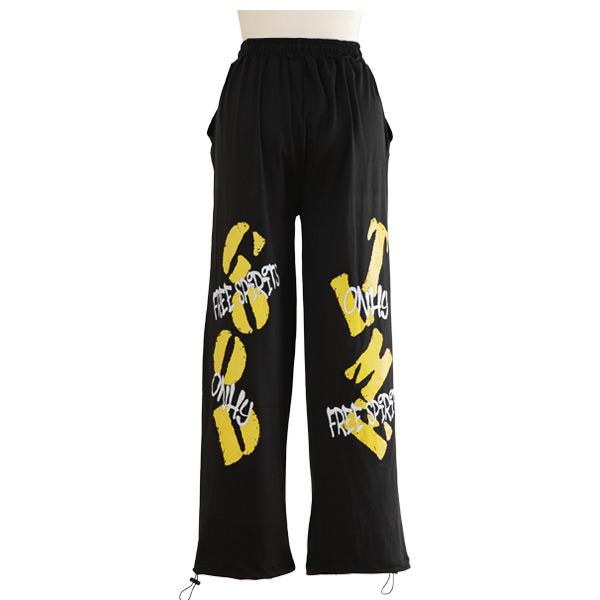 ワイドパンツ ジャージパンツ ロゴプリント バックプリント ビッグロゴ 