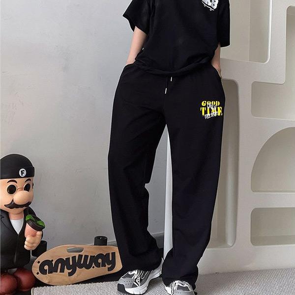 ワイドパンツ ジャージパンツ ロゴプリント バックプリント ビッグロゴ  