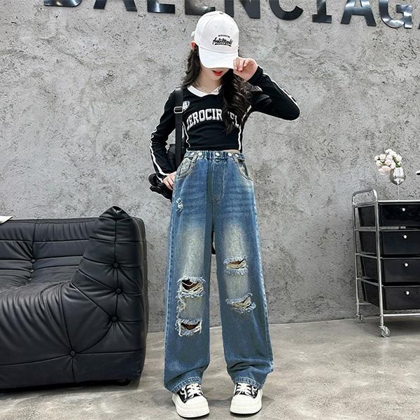 A.W.A デニム ジーンズ ダメージ加工 ジーパン キッズ キッズ 