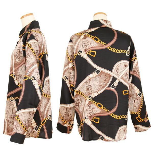 HERMES チェーン柄長袖シャツ 柄シャツ チェーンベルト柄 長袖シャツ[品番：DCTW0004316