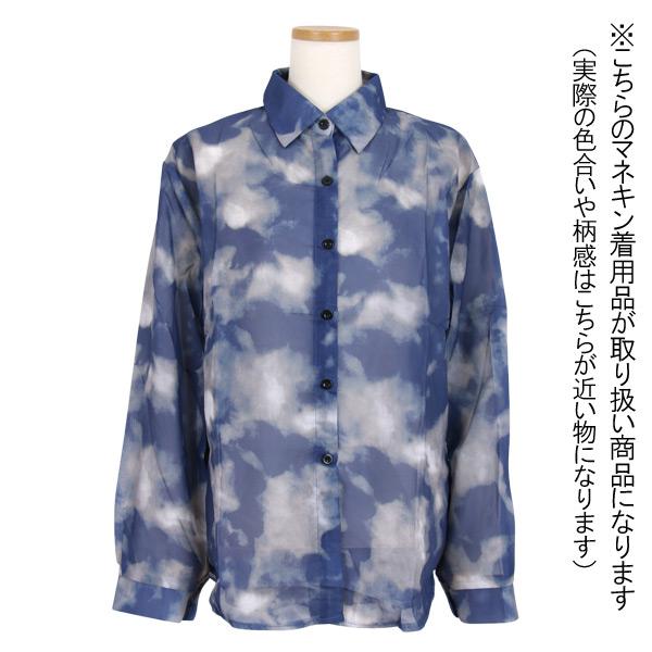 柄シャツ タイダイ柄 シアーシャツ 透け感 シースルー 長袖 オーバー 