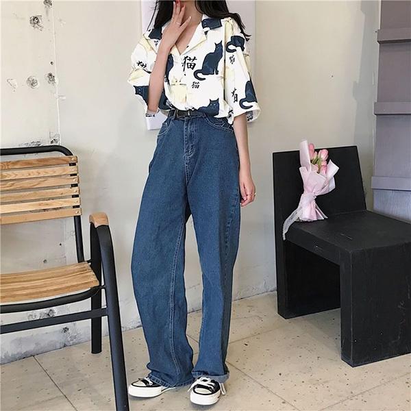 半袖ブラウス　猫柄　キャット 楽天市場】猫柄（シャツ・ブラウス｜トップス）：レディース