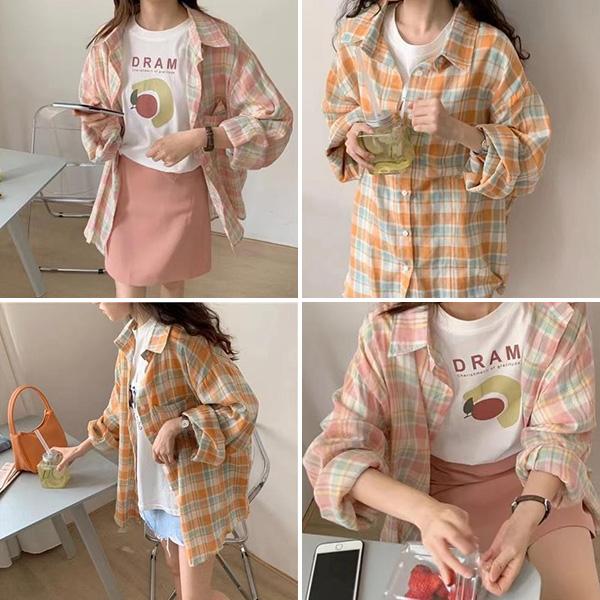 柄シャツ チェック マドラスチェック 格子柄 シアー シースルー