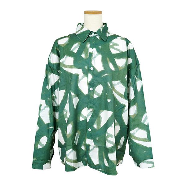 【極美品】A.P.C. アーペーセー 総柄シャツ L 白×緑 ボタニカル柄 柄シャツ アロエ アロエベラ 植物 ボタニカル 緑 グリーン 濃淡